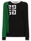 Givenchy Logo Print Two-tone Woollen Blend Jumper In Black