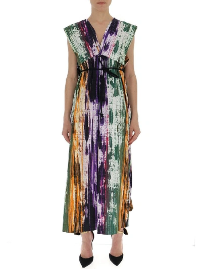 Issey Miyake Mixed Print Empire Dress In Multi