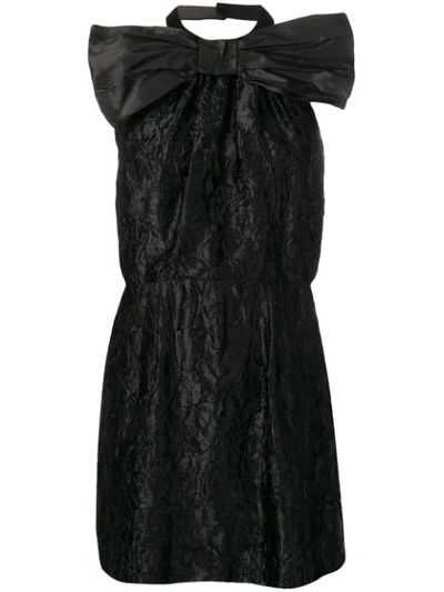 Miu Miu Backless Wrinkled Mini Dress In Black