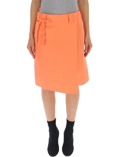Prada Bow Detail Wrap Skirt In Orange