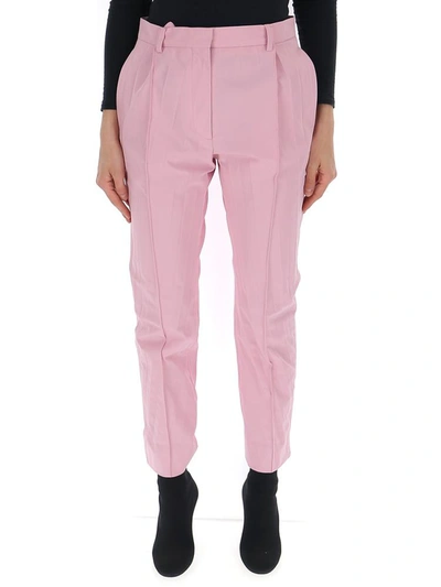 Valentino Cropped Pleated Trousers In Pink
