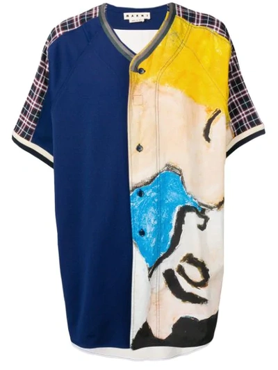 Marni Patchwork Shirt In Blue