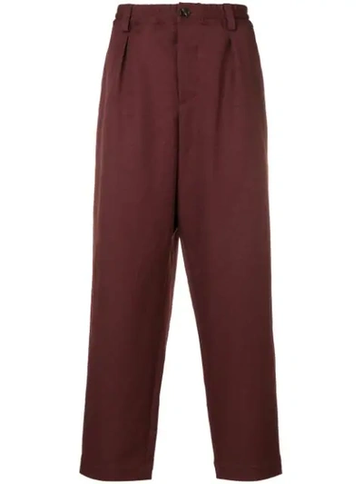 Marni Wide Leg Trousers In Red