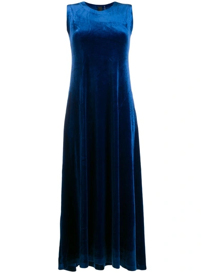 Norma Kamali Sleeveless Flared Dress In Blue