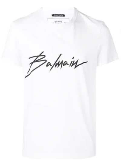 Balmain Signature Logo T-shirt In White