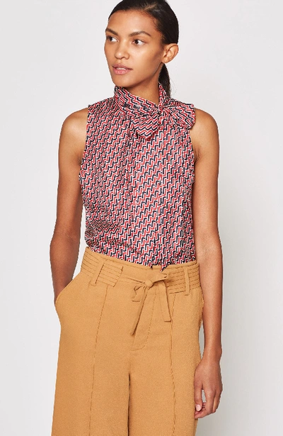 Joie Pascale Geometric Tie Neck Blouse In Big Apple