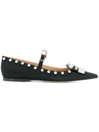 Sergio Rossi Sr1 Satin Mary Jane Flats In Black