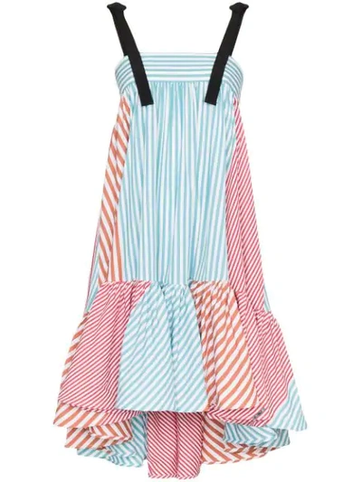 Silvia Tcherassi 'calantha' Tie Shoulder Colourblock Stripe Peplum Dress In Multicolour