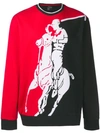 Polo Ralph Lauren Logo Print Colour Block Sweatshirt In Black