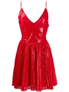 Msgm Pleated Sequin Flare Dress In Red