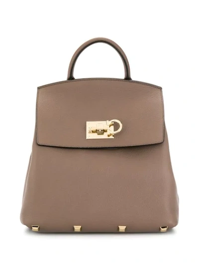 Ferragamo Studio Backpack In Brown