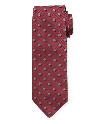 Isaia 3d-dotted Silk Tie In Pink