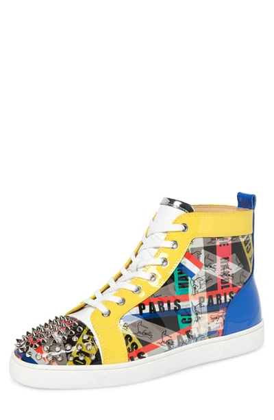 Christian Louboutin Men's Lou Spikes Loubiballage High-top Sneakers With Spikes In Version Multi