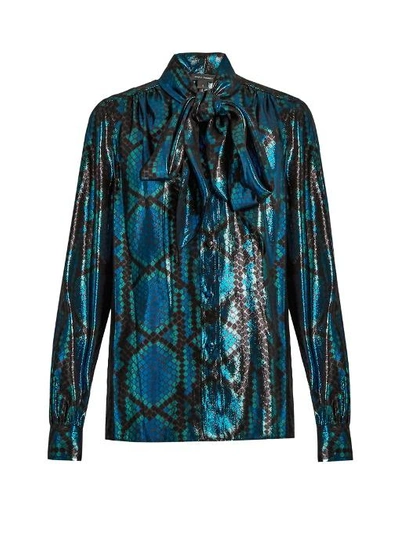 Marc Jacobs Python Silk-blend Lamé Blouse In Blue Multi | ModeSens