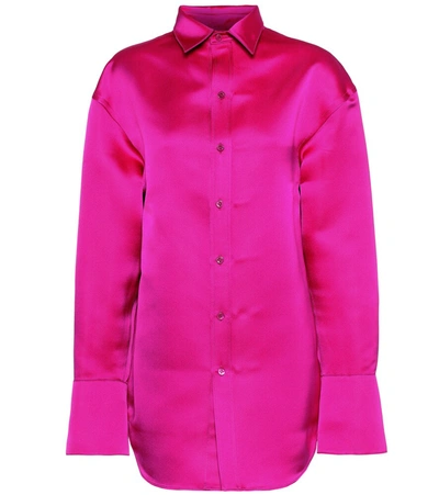 Balenciaga Oversized Silk-satin Shirt In Pink | ModeSens