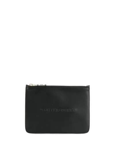 Off-white Black Embossed Leather Pouch