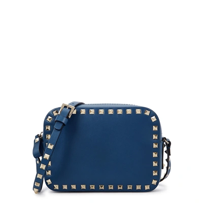 Valentino Garavani Garavani Rockstud Navy Leather Cross-body Bag In Blue