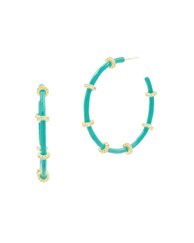 Freida Rothman Harmony Hoop Earrings In 14k Gold-plated Sterling Silver In Green/gold