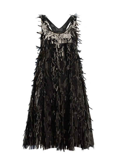Norma Kamali Sequin-fringed Mini Dress In Black