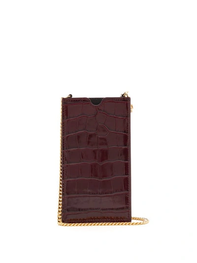Alexander Mcqueen Croc-effect Leather Phone Case In Velvet Red