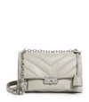 Michael Michael Kors Cece Medium Quilted Leather Shoulder Bag In Pearl Gray/silver