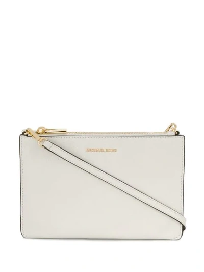 Michael Michael Kors Large Pebbled Leather Double-pouch Crossbody In Bianco