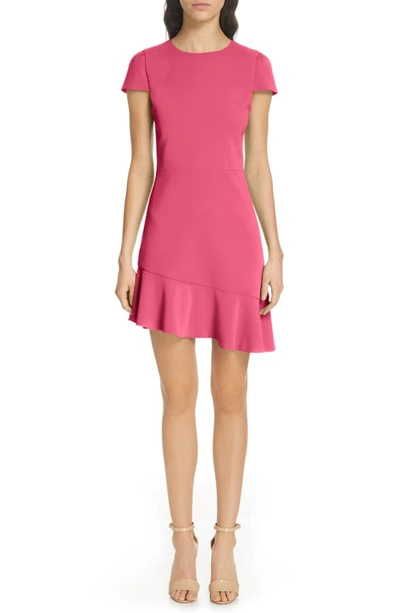 Alice And Olivia Fable Asymmetrical Ruffle Dress In Hot Pink