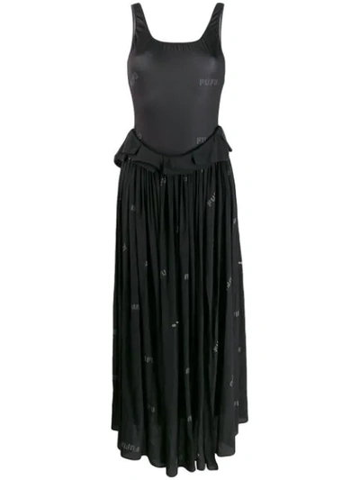 Natasha Zinko Printed Swimsuit Maxi Dress In Black