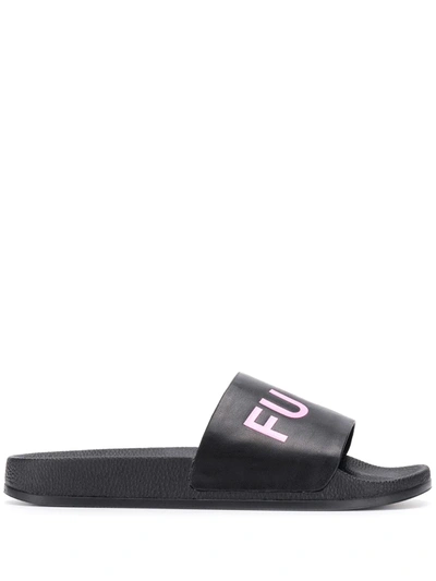 Natasha Zinko Logo Printed Slides In Black