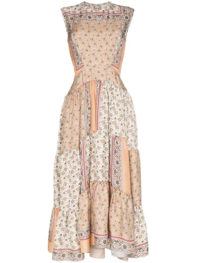 Chloé Printed Silk-twill Maxi Dress In Neutrals