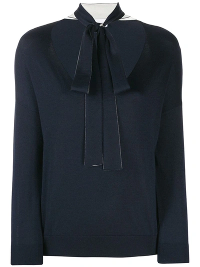 Red Valentino Bow Tie Jumper In Blue