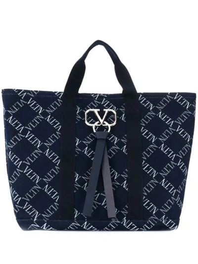 Valentino Garavani Vltn Pattern Tote Bag In Blue