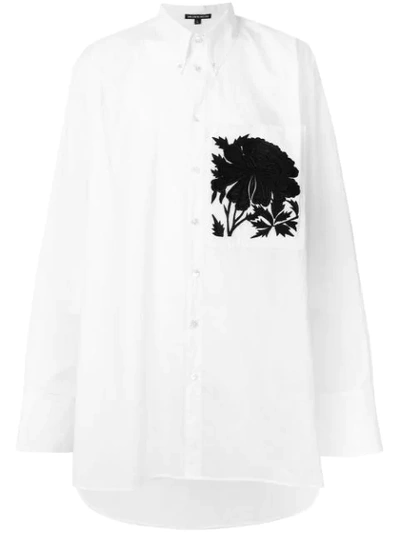 Ann Demeulemeester Oversize Embroidered Pocket Shirt In White