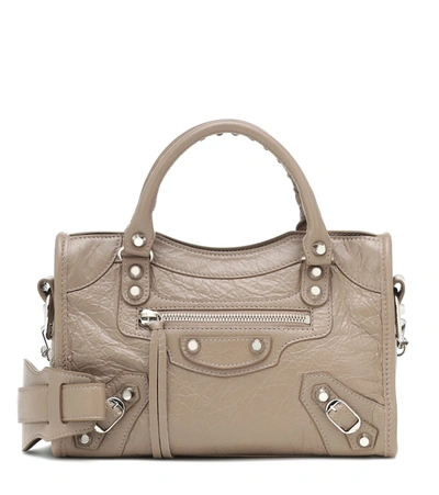 Balenciaga Women's Small City Arena Leather Satchel In Elephant