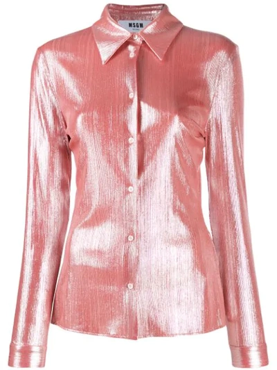 Msgm Metallized Shirt In Pink