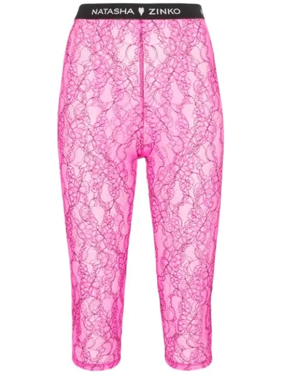 Natasha Zinko Lace Biker Shorts In Pink