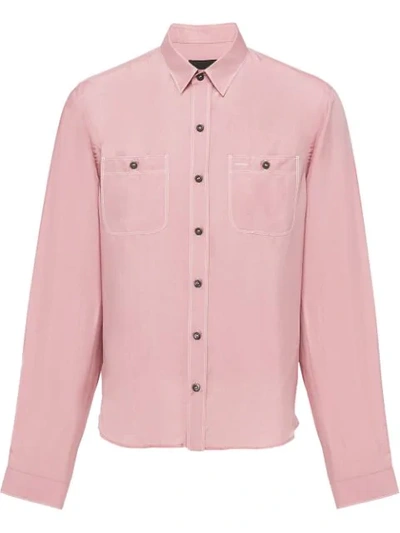 Prada Pongé Silk Shirt In Pink