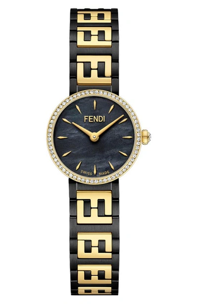 Fendi Watch, 19mm In Black/gold