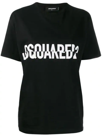 Dsquared2 Logo Print Crew Neck T-shirt In Black