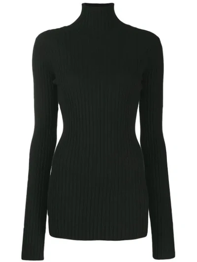 Mm6 Maison Margiela Cross-over Ribbed Sweater In Black