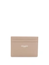 Saint Laurent Pebbled Leather Card Holder In 1722 Dusty Grey