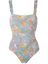 Clube Bossa Green Hibiscus Print Swimsuit