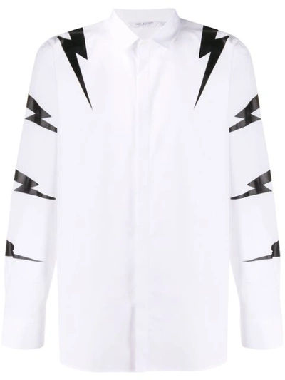 Neil Barrett Lightning Bolt-print Cotton Shirt In White