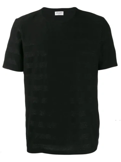 Saint Laurent Tone-on-tone Striped T-shirt In Black