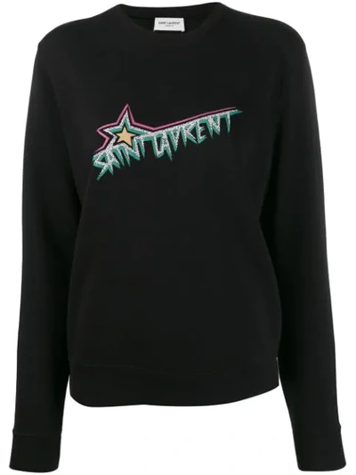 Saint Laurent Vintage-inspired Logo Sweatshirt In Black