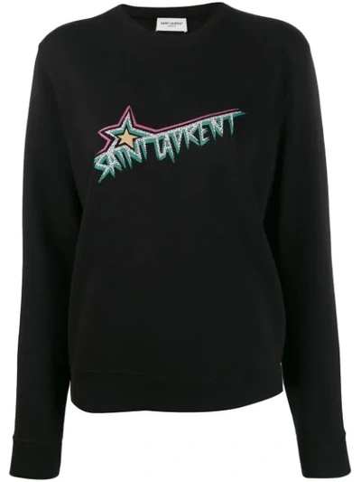 Saint Laurent Vintage-inspired Logo Sweatshirt In Black ModeSens