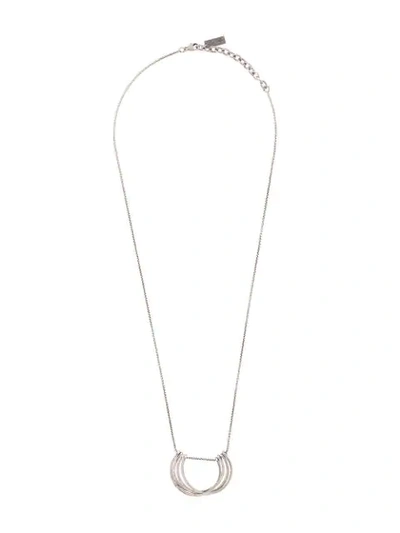 Saint Laurent Half-hoop Pendant Necklace In Silver