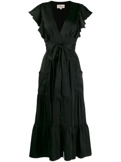 Temperley London Ruffled Midi Dress In Black