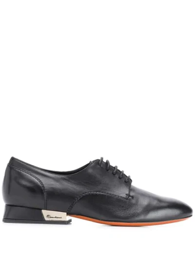 Santoni Metallic Heel Detail Oxford Shoes In Black