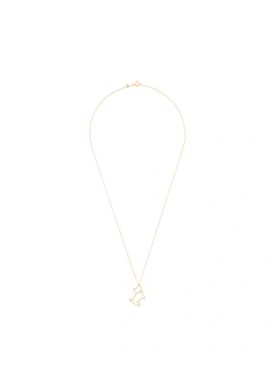 Aliita 9kt Yellow Gold Diamond Dog Pendant Necklace In J1000 Yellow Gold